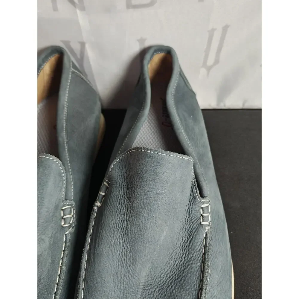 JOHNNIE O Men's 14 Loafers Blue Leather Malibu Moccasin Shoes Comfort New